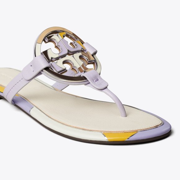 Tory Burch $258 MILLER ENAMEL LOGO SANDAL Spring Lavender Lilac - Picture 4 of 9